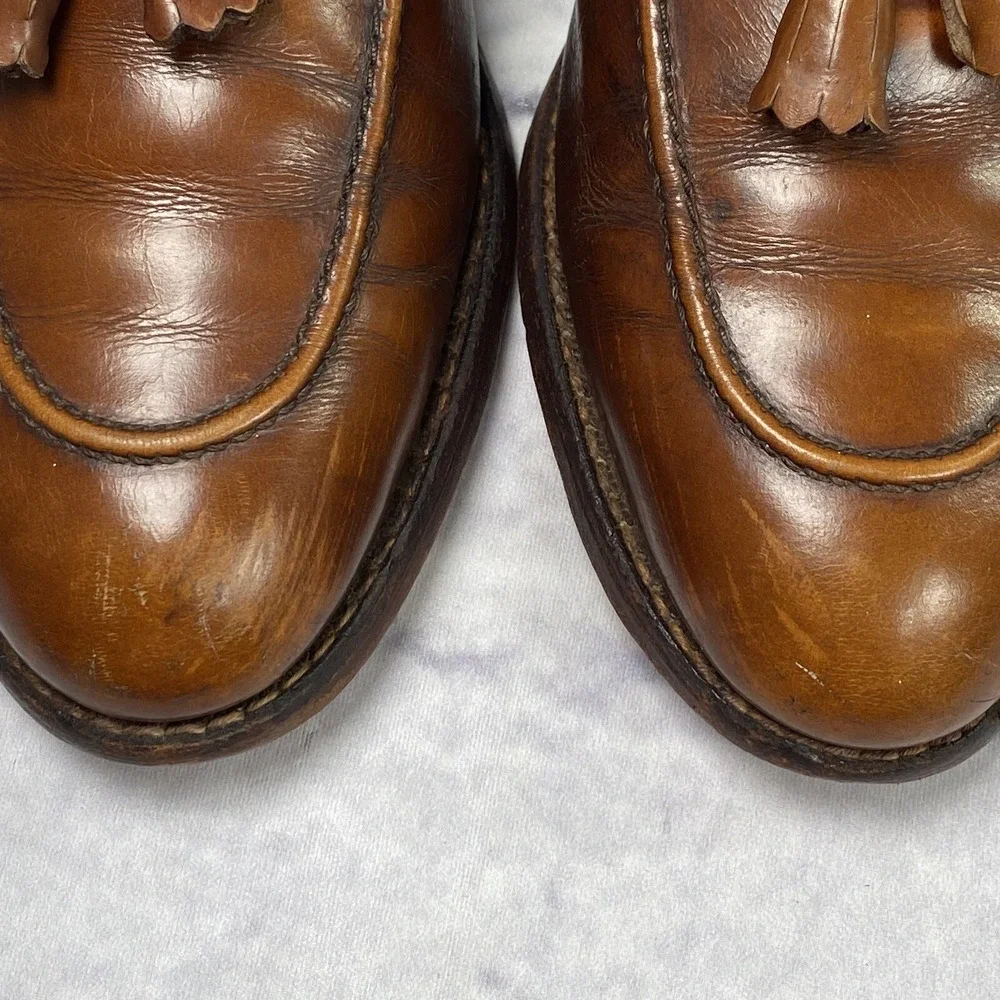 Vintage Allen Edmonds Saratoga Leather Tasseled Loafer Size 10C Light Brown 8753